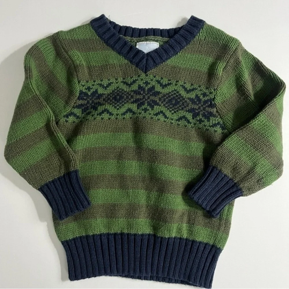 Old Navy • Green Navy Fair Isle Sweater Kids